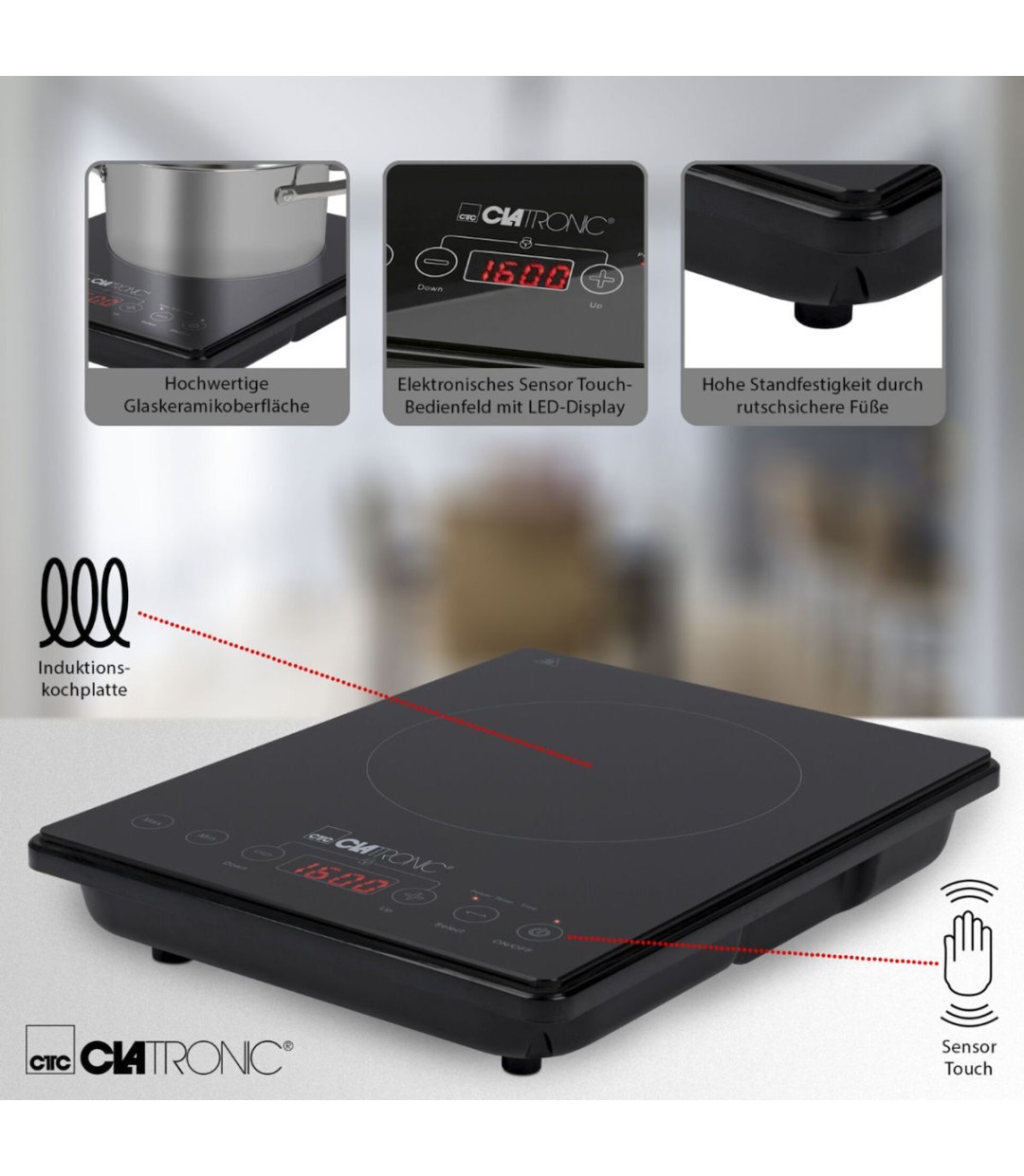 Clatronic EKI 3569 Επιτραπέζια Εστία Επαγωγική Μονή Μαύρη