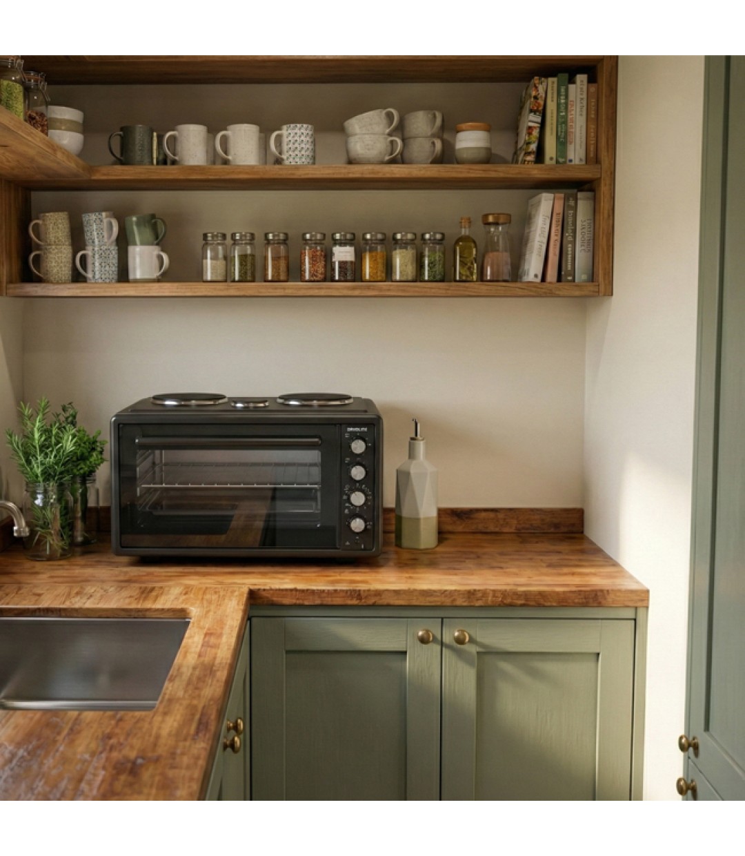  Davoline Urban Chef 3703 Ηλεκτρικό Φουρνάκι 37lt με 3 Εστίες Μαύρο 