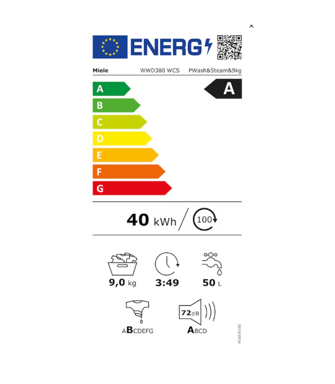 Miele Πλυντήριο Ρούχων 9kg 1400 Στροφών CapDosing WWD380WCS