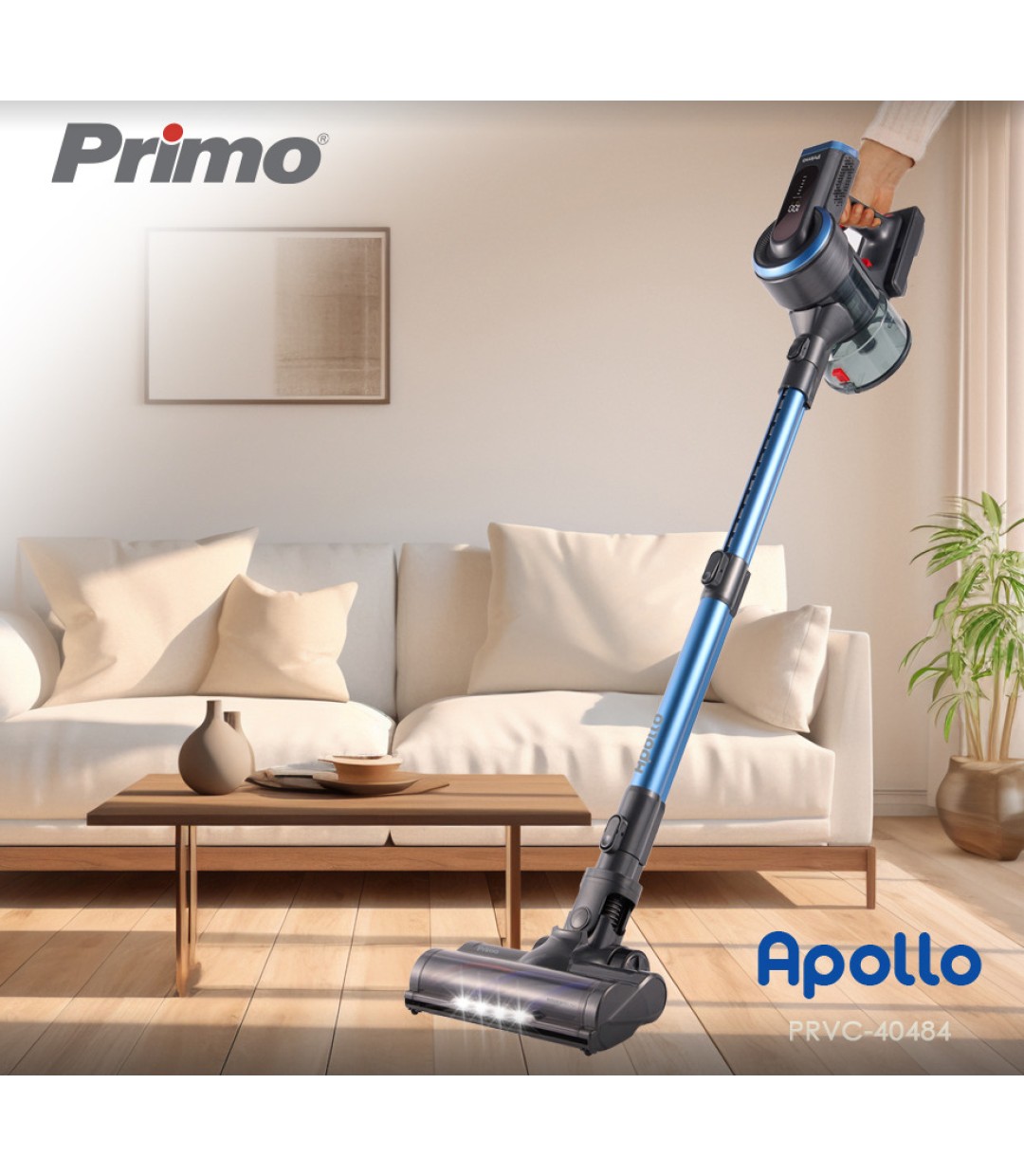 Primo PRVC-40484 Επαναφορτιζόμενη Σκούπα 2 σε 1 Stick & Χειρός 25.9V Μπλε