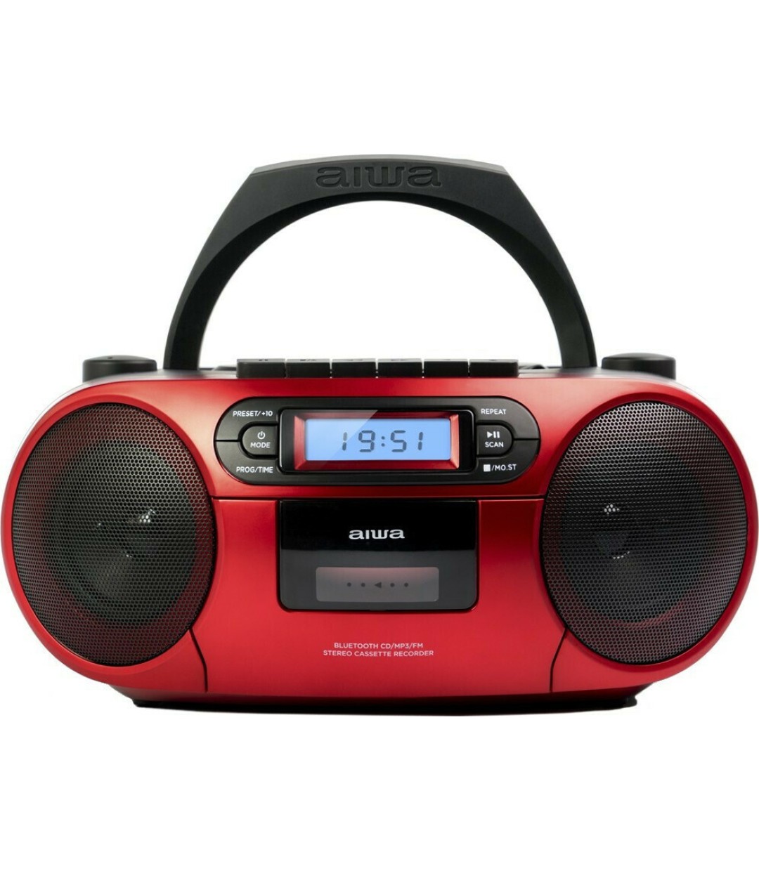  Aiwa Φορητό Ηχοσύστημα BBTC-550 με Bluetooth / CD / MP3 / USB / Κασετόφωνο / Ραδιόφωνο σε Κόκκινο Χρώμα 