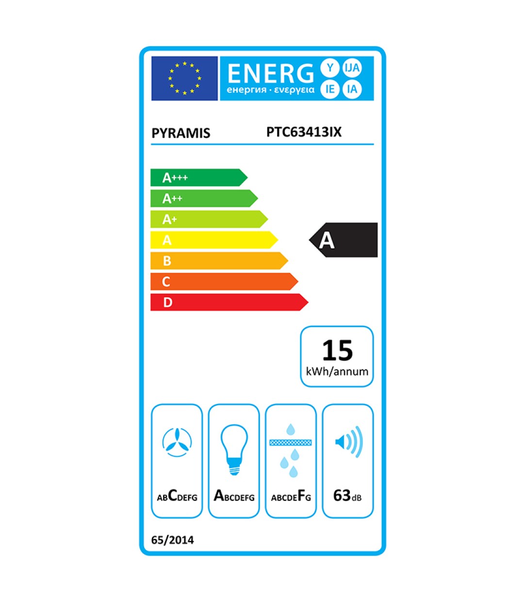 Pyramis PTC63413IX Συρόμενος Απορροφητήρας 60cm Γκρι με Wi-Fi