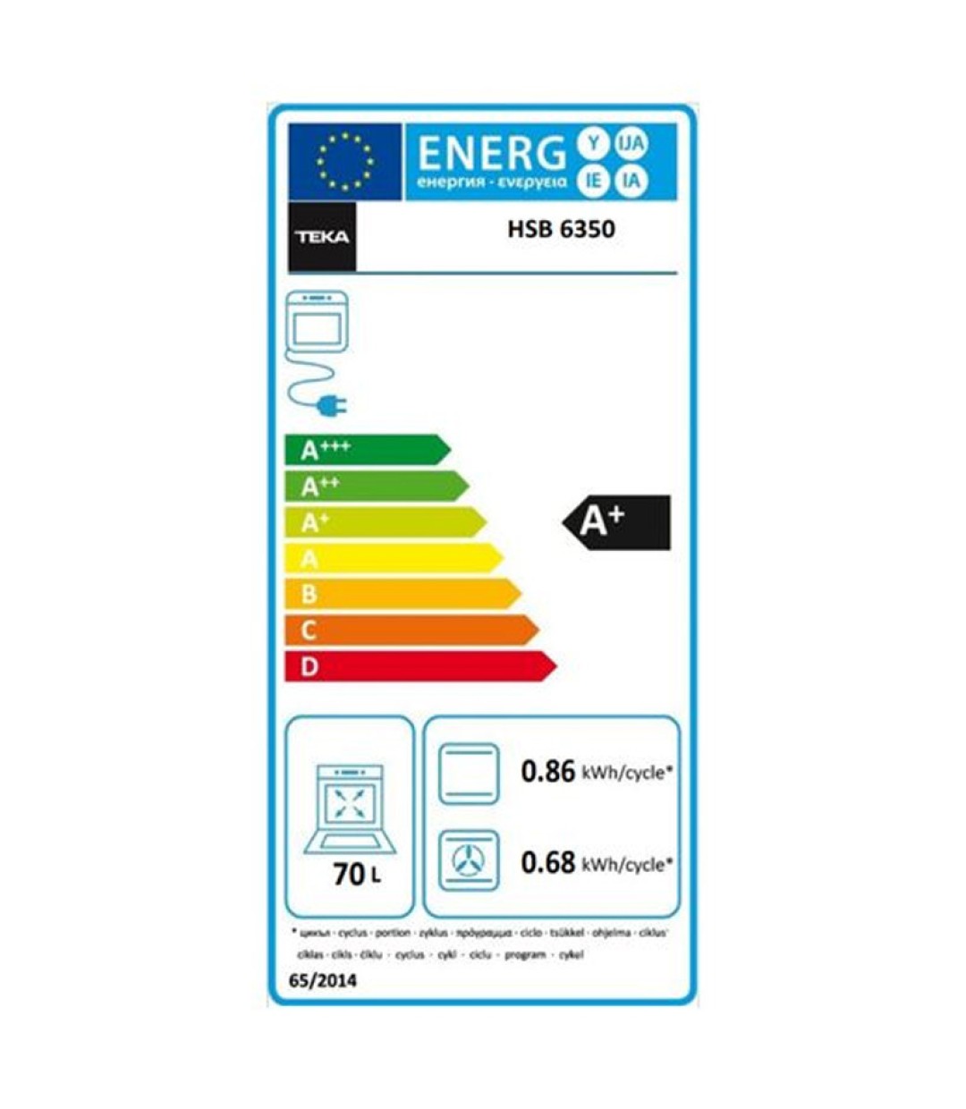 Teka Φούρνος άνω Πάγκου 70lt Π59.5εκ. Μαύρος Κωδικός: HSB 6350 FBK 