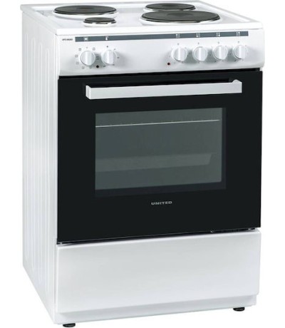  United Κουζίνα ufc-68263 65lt με Εμαγιέ Εστίες Π60εκ. Λευκή 