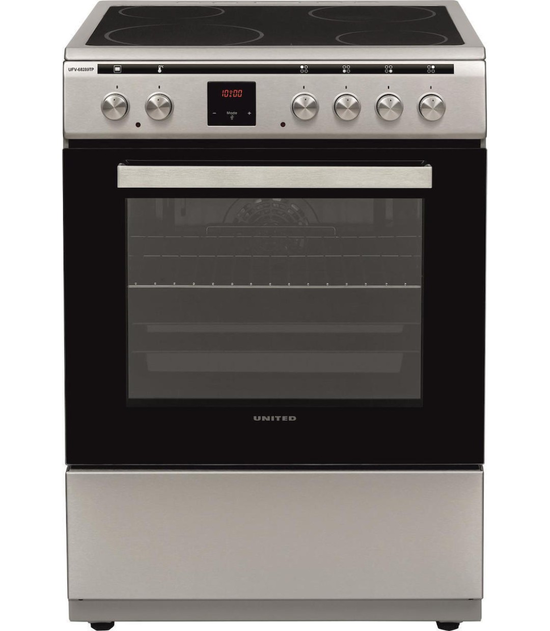 United UFV-68289 Κουζίνα 69lt με Κεραμικές Εστίες Π60εκ. Inox 