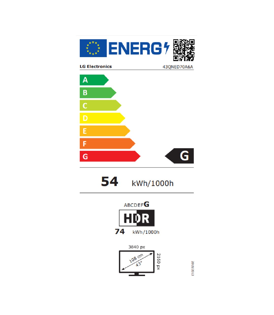  LG Smart Τηλεόραση 43" 4K UHD QNED AI QNED70 HDR (2025) 43QNED70A6A 