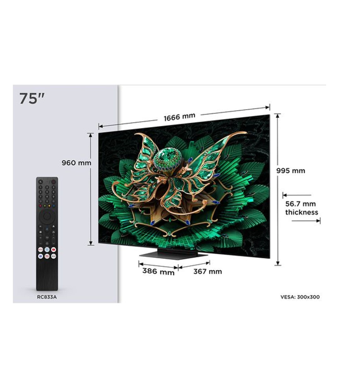 TCL Smart Τηλεόραση 75" 4K UHD Mini LED 75C7K HDR (2025)