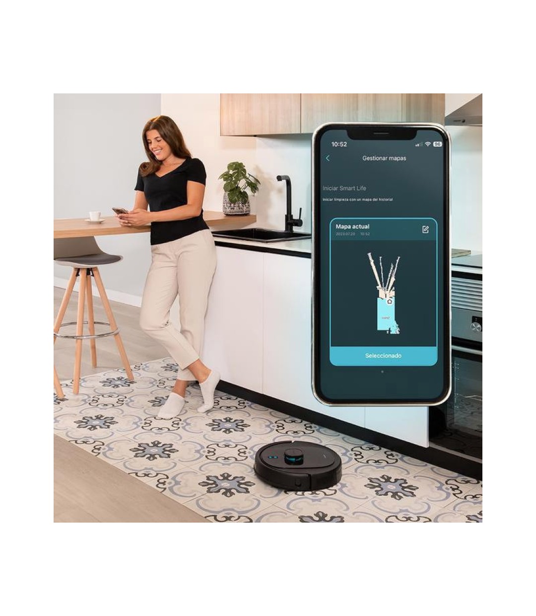  Cecotec Conga 8290 Σκούπα Ρομπότ για Σκούπισμα & Σφουγγάρισμα με Χαρτογράφηση και Wi-Fi Μαύρη 