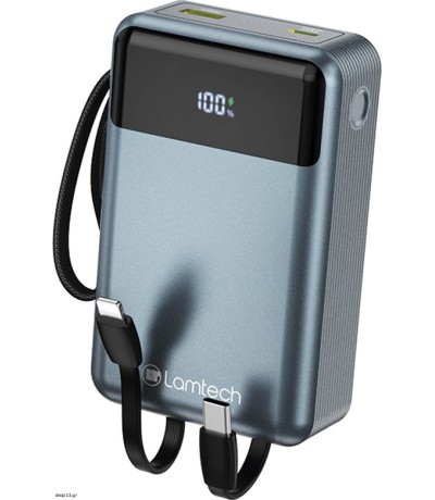 Lamtech LAM980824 Power Bank 20000mAh 65W με Θύρα USB-A & Θύρα USB-C Quick Charge 3.0 & Power Delivery Grey