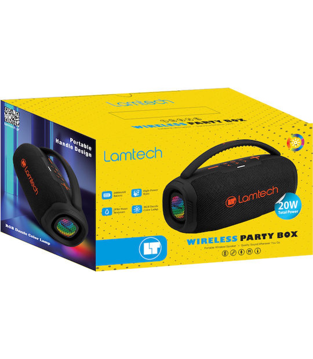  Lamtech Bass Boost Party Box Ηχείο Bluetooth 20W με Ραδιόφωνο και Διάρκεια Μπαταρίας έως 6 ώρες Black Orange 980961