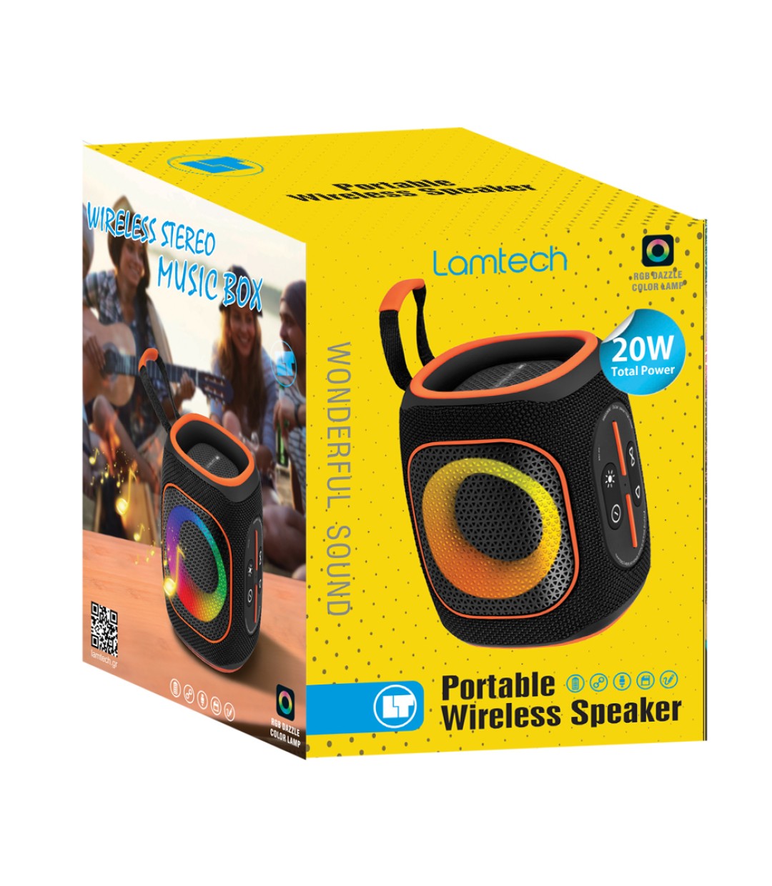  Lamtech Ηχείο Bluetooth 20W με Διάρκεια Μπαταρίας έως 8 ώρες Black Orange LAM980978 