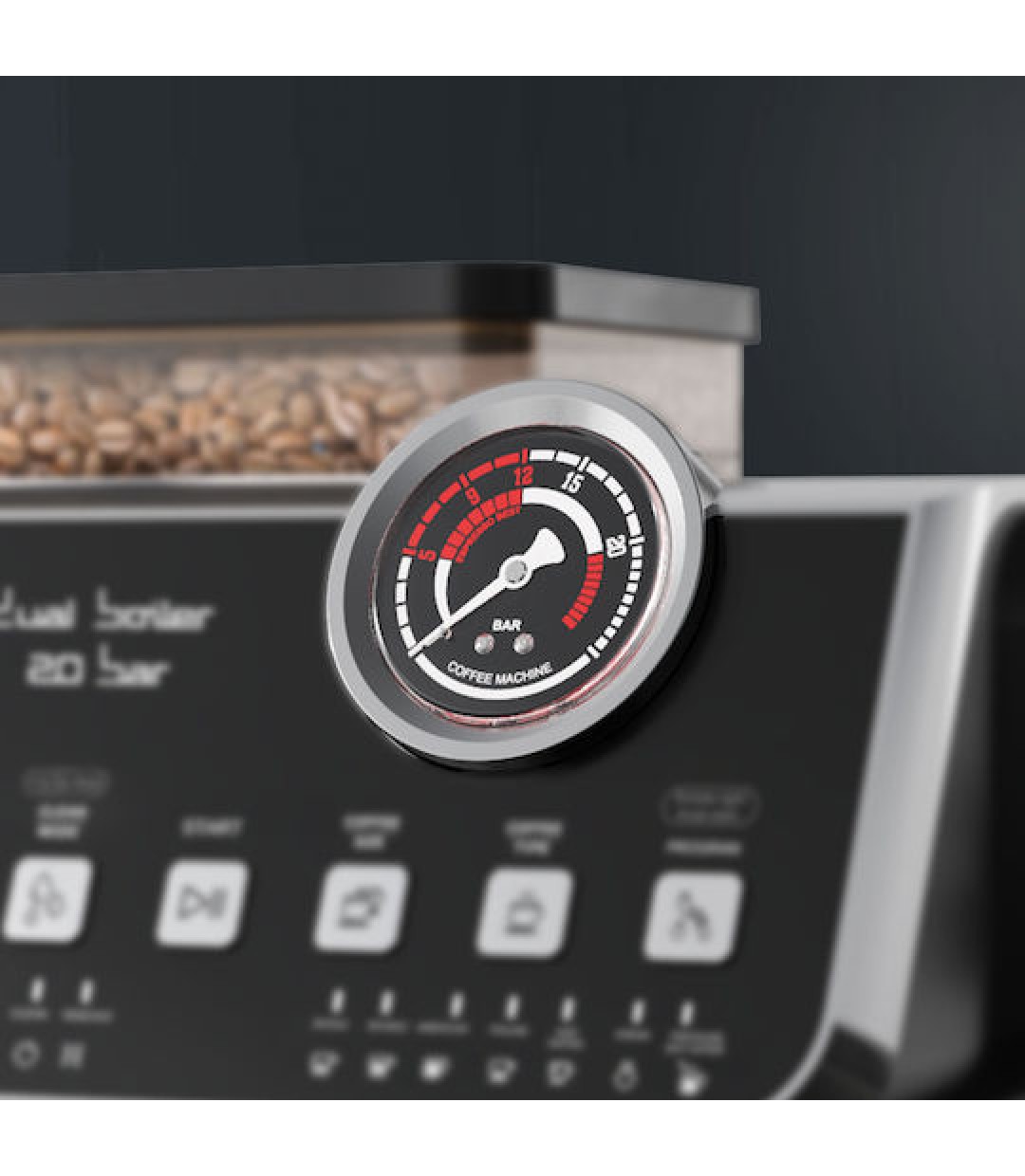  Rohnson Αυτόματη Μηχανή Espresso 2800W Πίεσης 20bar με Μύλο Άλεσης Ασημί R-98200 