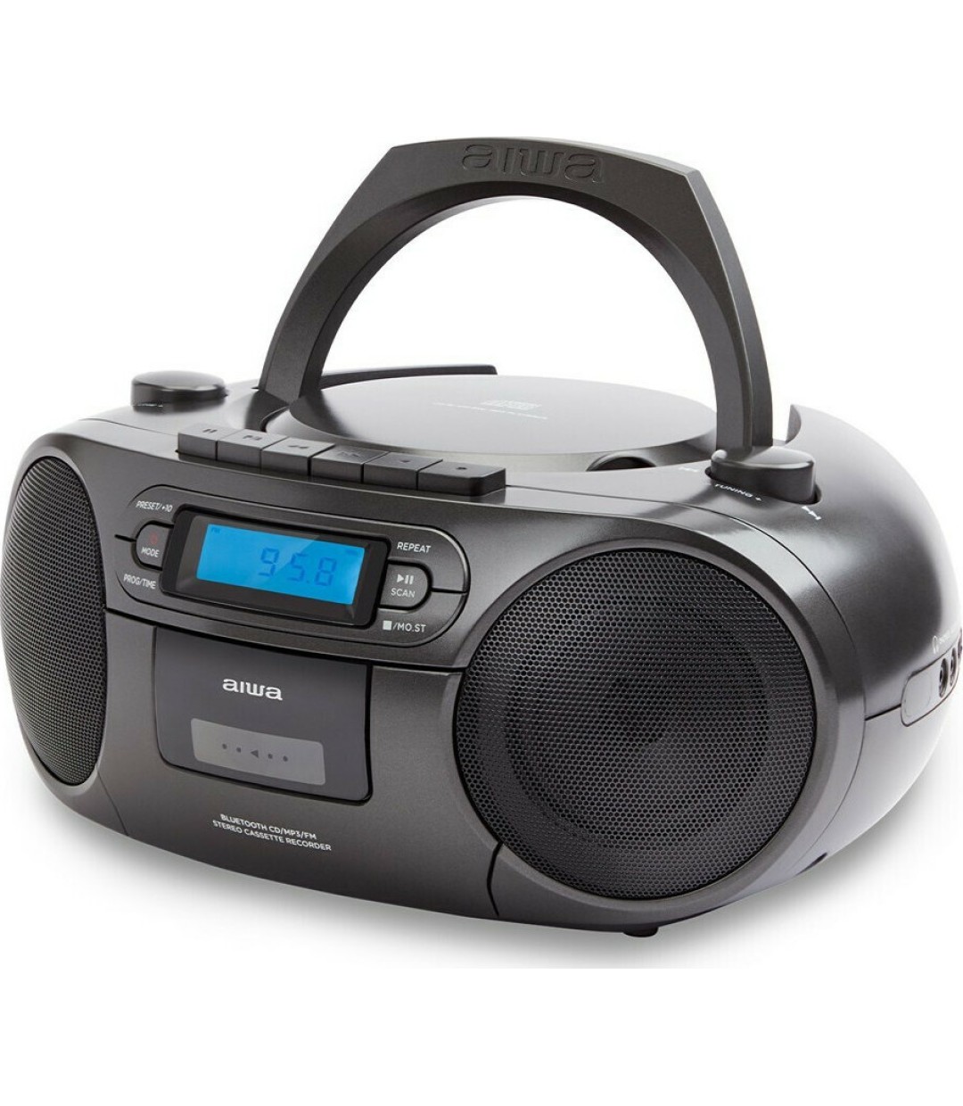  Aiwa Φορητό Ηχοσύστημα BBTC-550 με Bluetooth / CD / MP3 / USB / Κασετόφωνο / Ραδιόφωνο σε Μαύρο Χρώμα 