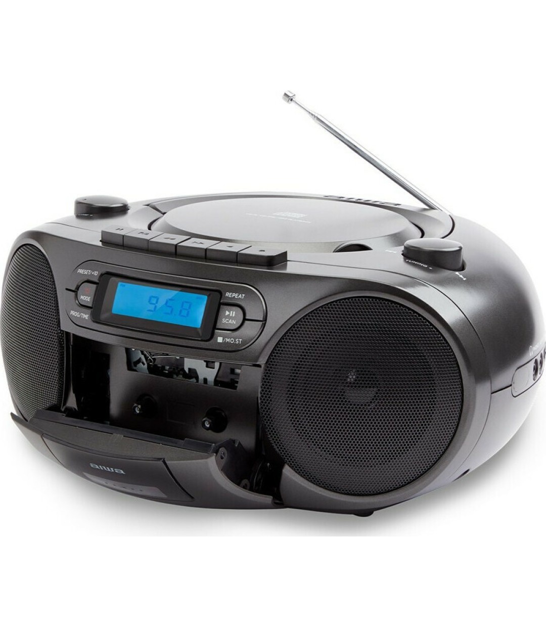  Aiwa Φορητό Ηχοσύστημα BBTC-550 με Bluetooth / CD / MP3 / USB / Κασετόφωνο / Ραδιόφωνο σε Μαύρο Χρώμα 