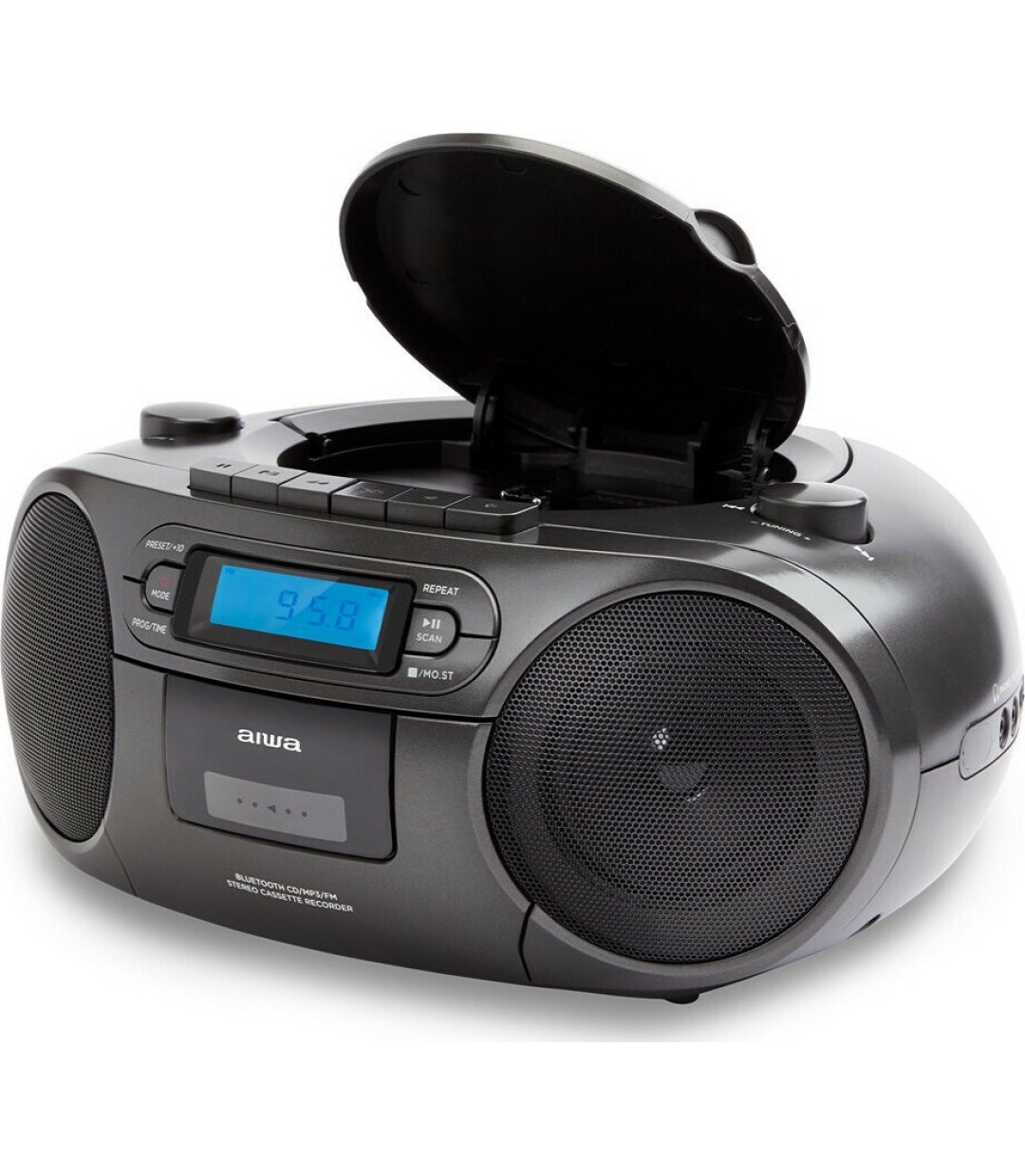  Aiwa Φορητό Ηχοσύστημα BBTC-550 με Bluetooth / CD / MP3 / USB / Κασετόφωνο / Ραδιόφωνο σε Μαύρο Χρώμα 