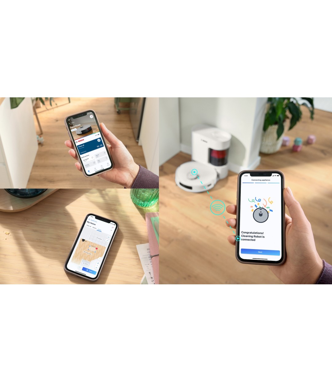 Bosch Spotless Advanced + Σκούπα Ρομπότ με Χαρτογράφηση Laser & Απορρόφηση 11000Pa Λευκή BCRD2W