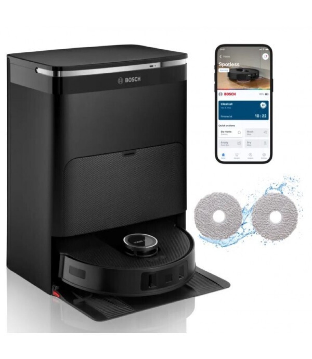 Bosch BCRDW3B Σκούπα Ρομπότ για Σκούπισμα & Σφουγγάρισμα με Wi-Fi Μαύρη