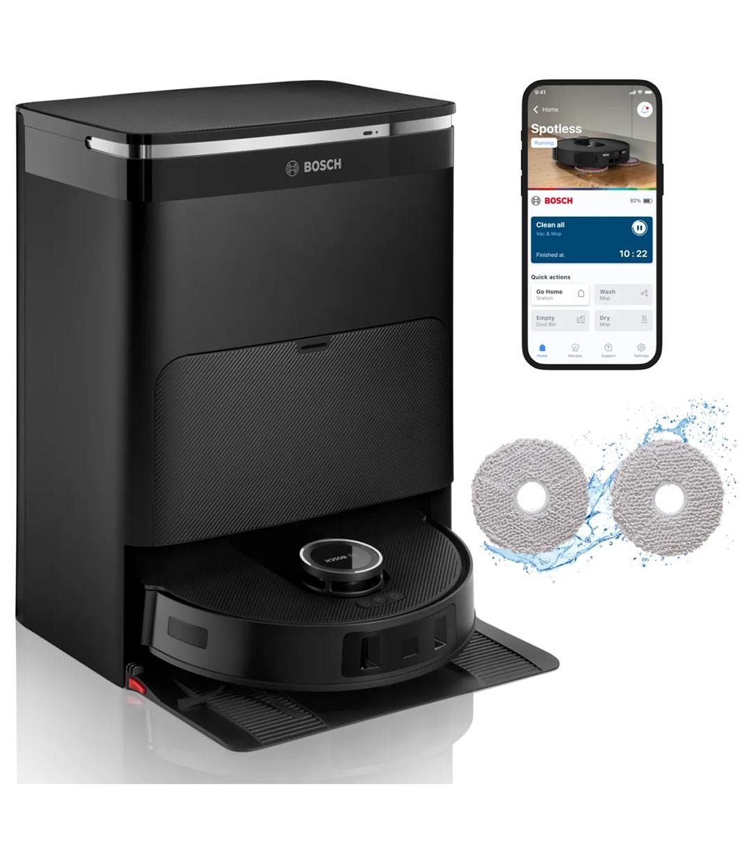 Bosch BCRDW3B Σκούπα Ρομπότ για Σκούπισμα & Σφουγγάρισμα με Wi-Fi Μαύρη