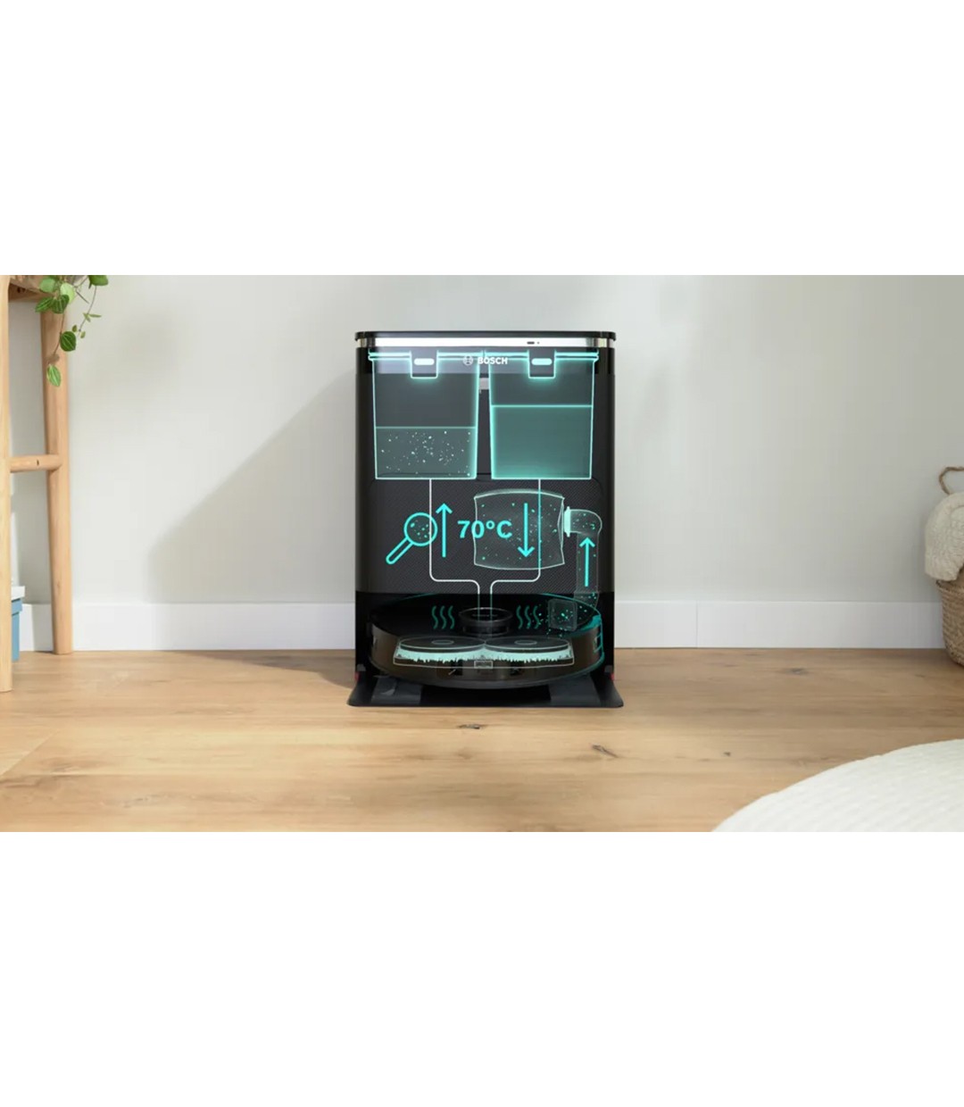 Bosch BCRDW3B Σκούπα Ρομπότ για Σκούπισμα & Σφουγγάρισμα με Wi-Fi Μαύρη