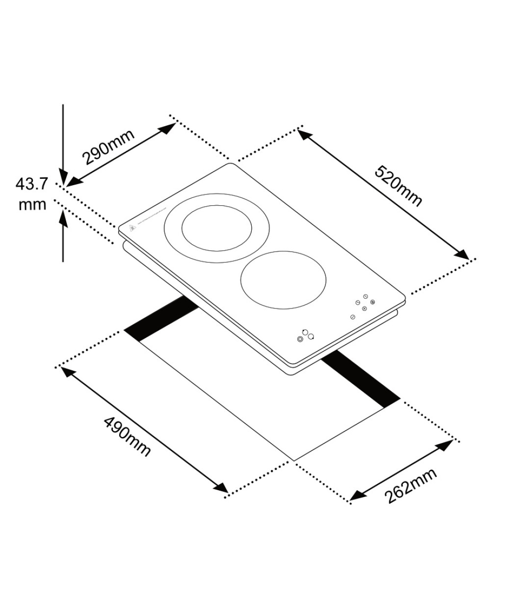 Telemax BND-032 Κεραμικές Εστίες Αυτόνομες με Λειτουργία Κλειδώματος 52x29cm