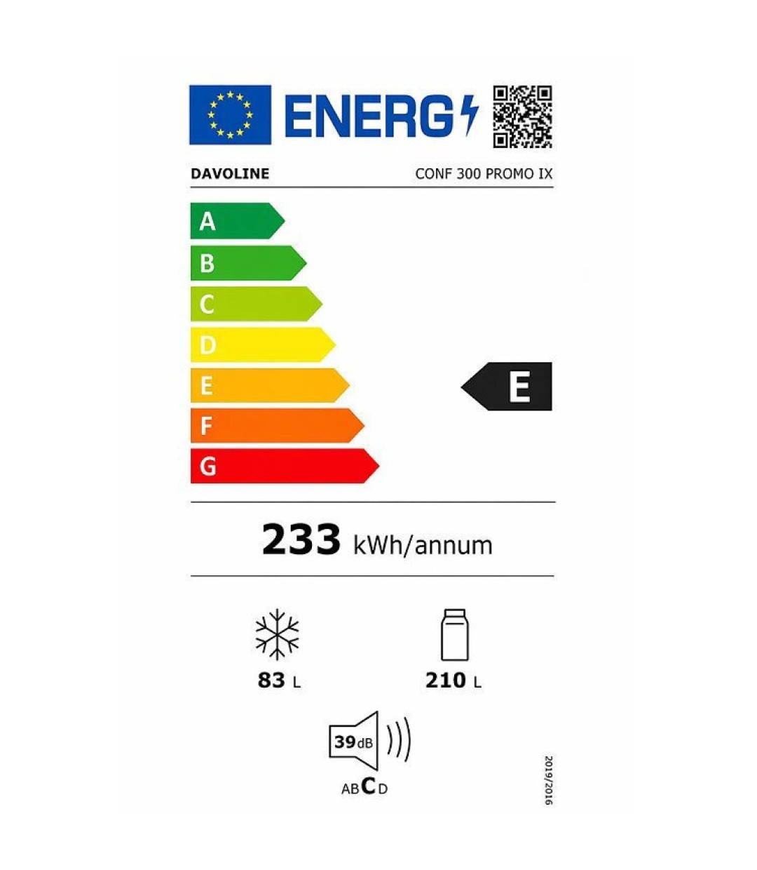  Davoline Ψυγειοκαταψύκτης 293lt Total NoFrost Υ186xΠ60xΒ60εκ. Inox Conf 300 Promo IX 
