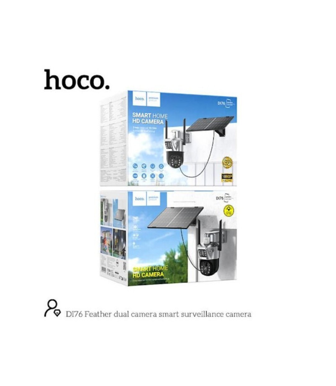 Hoco DI76 IP Dual Κάμερα Παρακολούθησης 4G Full HD 1080p Αδιάβροχη Μπαταρίας με Αμφίδρομη Επικοινωνία και Φακό 3.6mm 