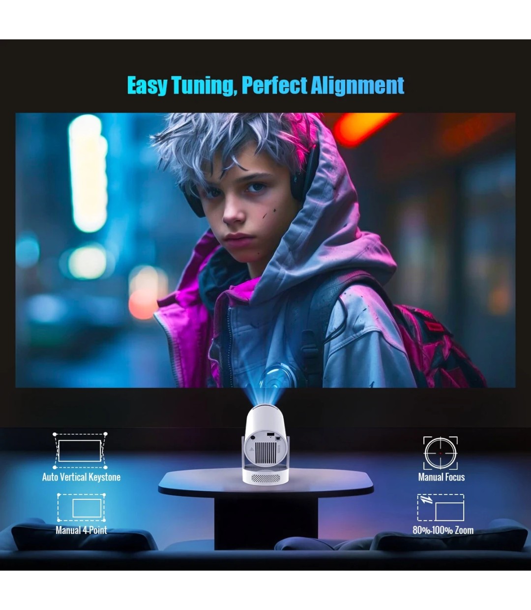  Magcubic HY300 Pro+ Mini Projector LCD HD με Wi-Fi και Ενσωματωμένα Ηχεία 