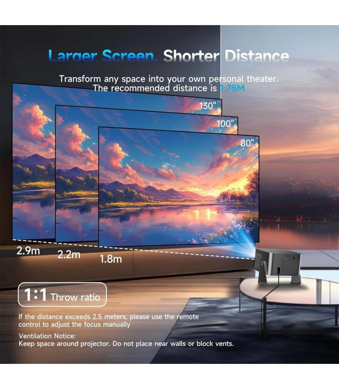  Magcubic HY350GT Mini Projector LCD Full HD Λάμπας LED με Wi-Fi και Ενσωματωμένα Ηχεία 