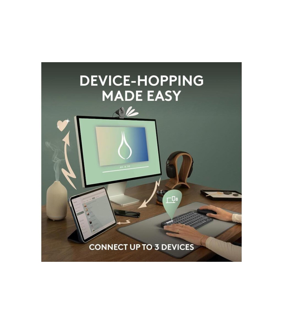 Logitech Pebble Keys 2 K380s Ασύρματο Bluetooth Πληκτρολόγιο International English Γκρι