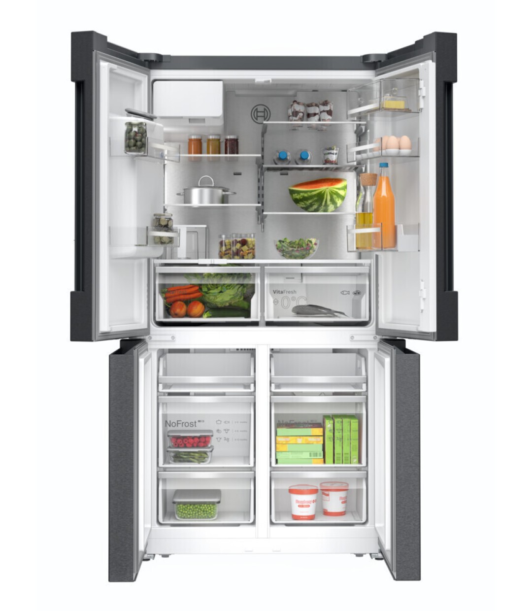 Bosch Ψυγείο Ντουλάπα 574lt Total NoFrost Υ183xΠ90.5xΒ73.1εκ. Inox KFI96AXEA