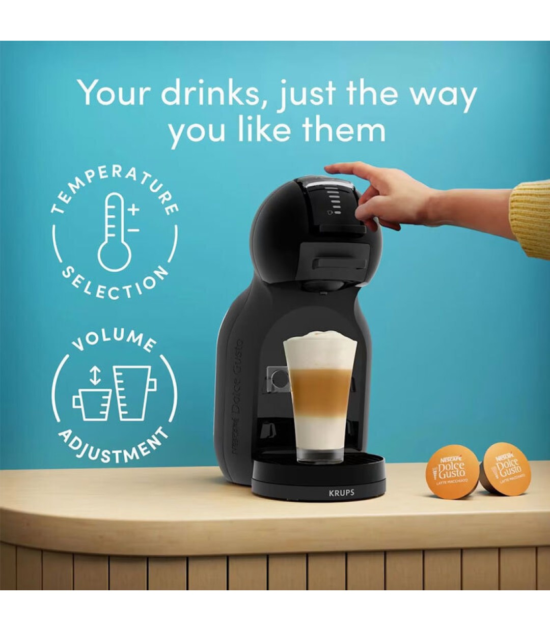 Krups Mini Me NDG KP 1438 Καφετιέρα για Κάψουλες Dolce Gusto Πίεσης 15bar Μαύρη 