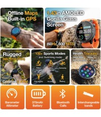 AGM Legion Pro Αδιάβροχο Smartwatch με Παλμογράφο (Μαύρο)