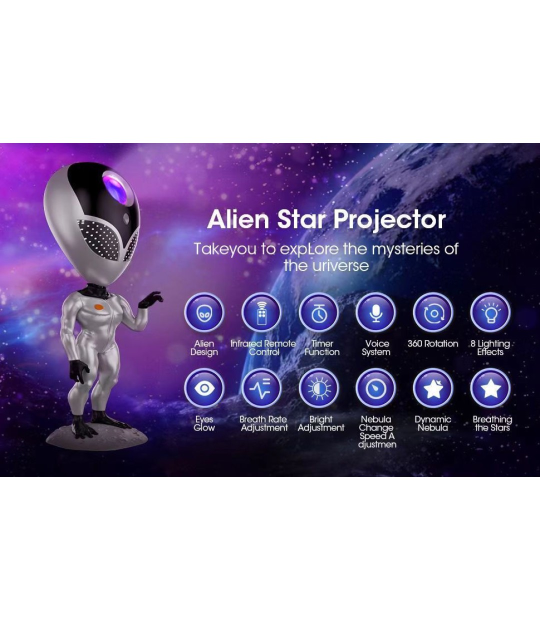 ATC Projector Διακοσμητικό Φωτιστικό LP01 ALIEN STAR PROJECTOR