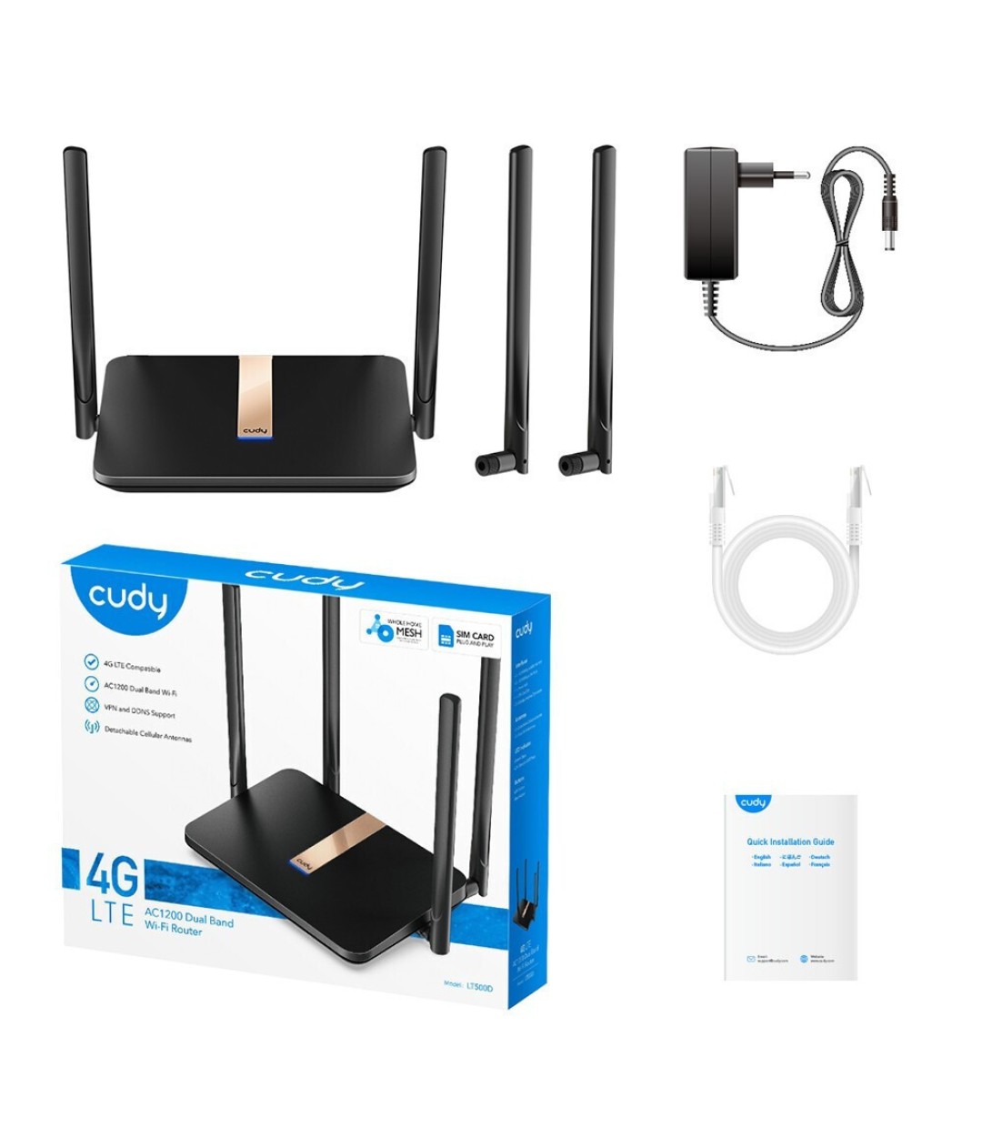  Cudy LT500D v2 Ασύρματο 4G Router Wi‑Fi 5 με 4 Θύρες 