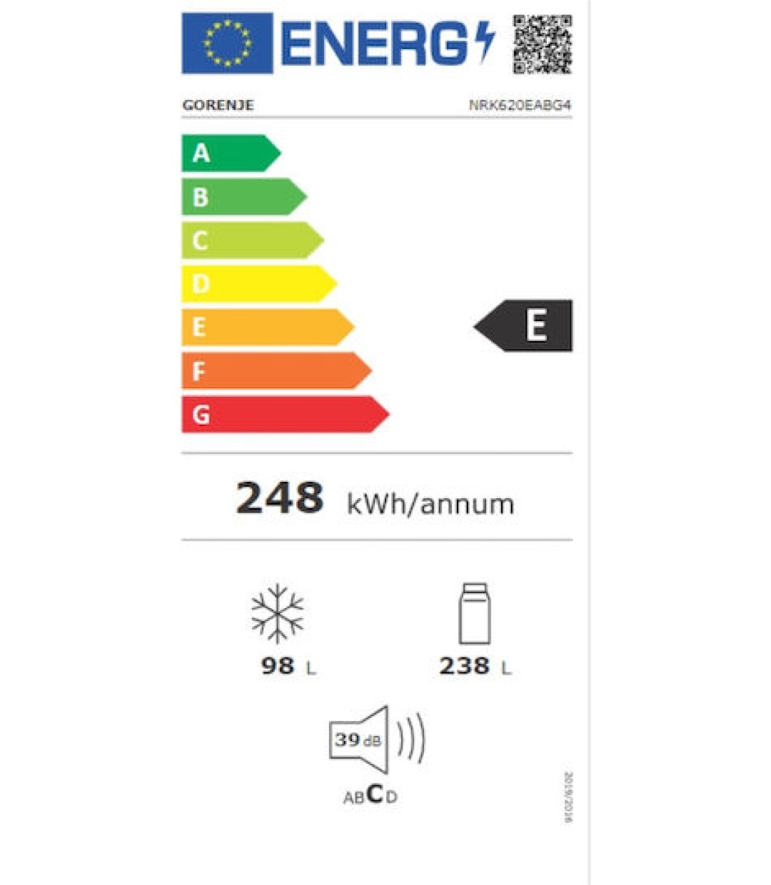 Gorenje Ψυγειοκαταψύκτης 336lt Total NoFrost Υ200.4xΠ59.5xΒ59εκ. Μαύρος NRK620EABG4 