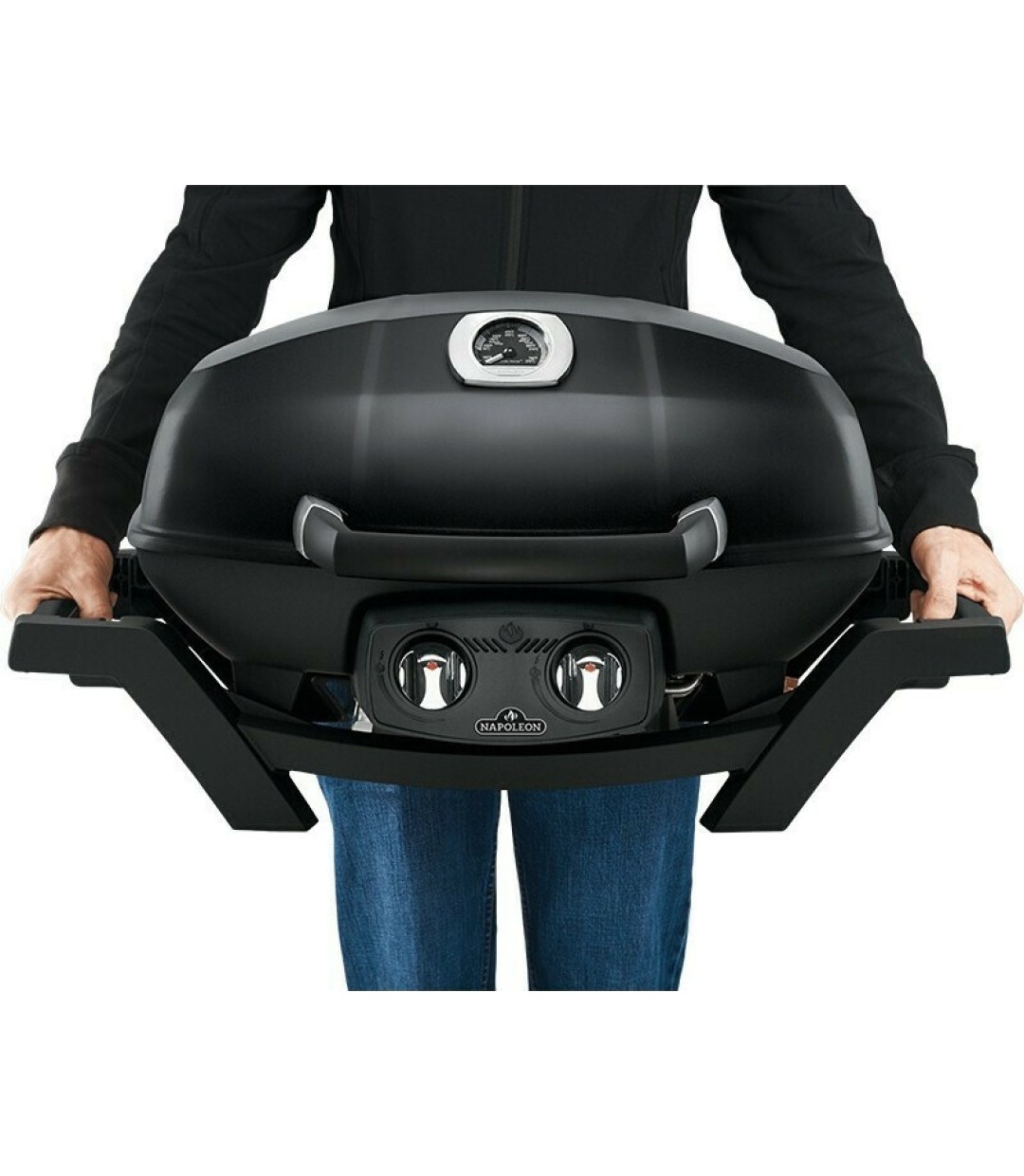  Napoleon TravelQ PRO 285-BK-GR  Φορητή Ψησταριά Υγραερίου Μαντεμένιας Σχάρας 54x37εκ. με 2 Εστίες 4.1kW 