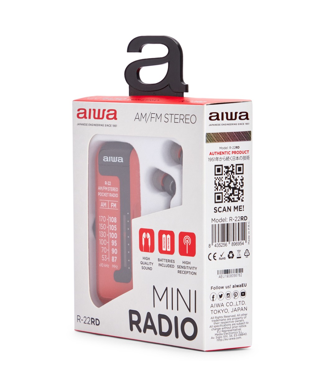 Aiwa R-22RD Φορητό Ραδιόφωνο Μπαταρίας Κόκκινο