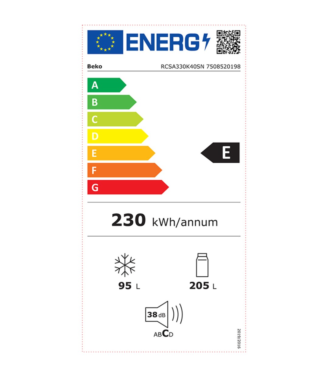 Beko RCSA330K40SN Ψυγειοκαταψύκτης 300lt Υ185xΠ60xΒ60cm Inox