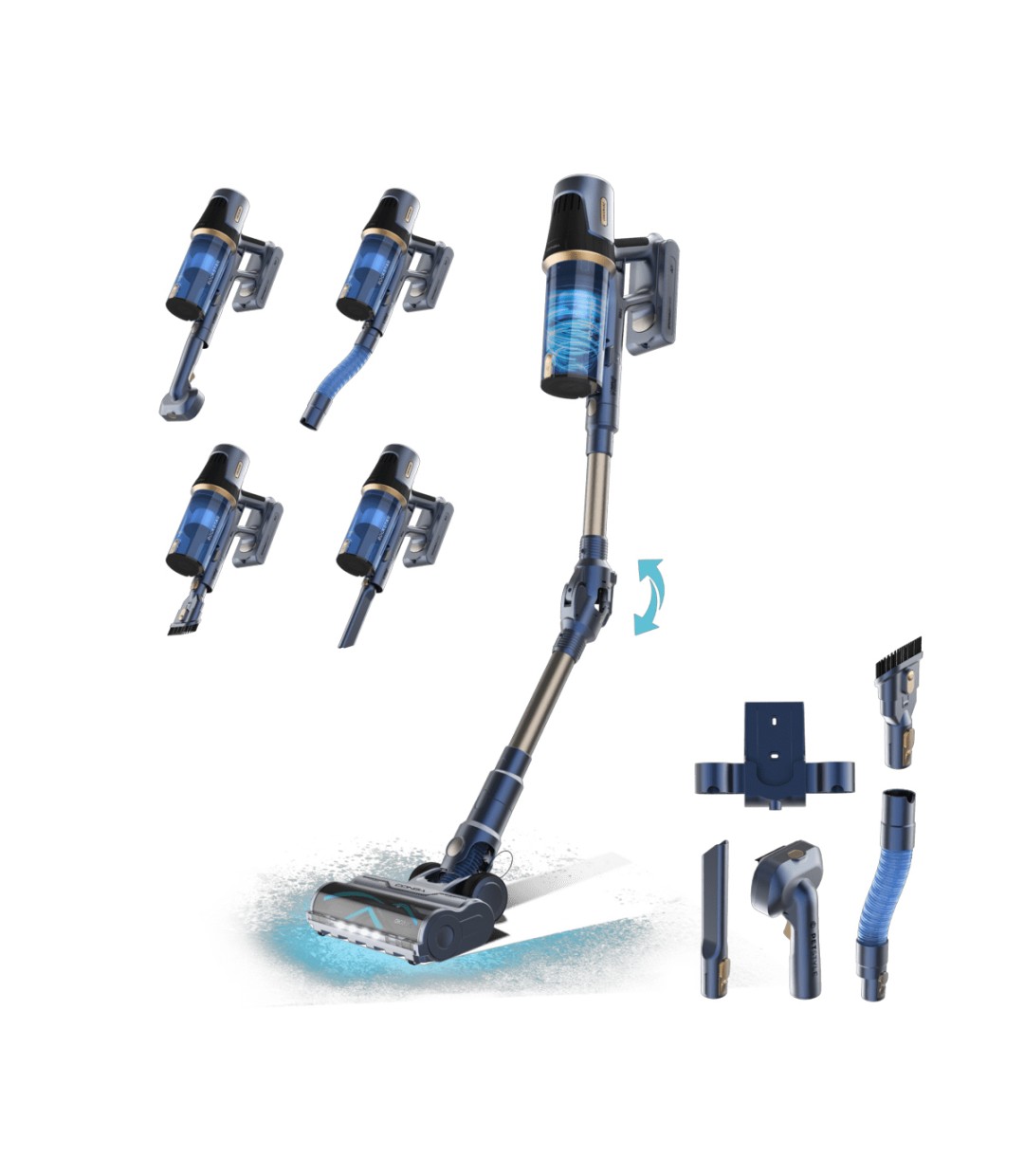 Cecotec Conga Rockstar Rs70 Pet Flex Επαναφορτιζόμενη Σκούπα 2 σε 1 Stick & Χειρός 33.6V Μπλε