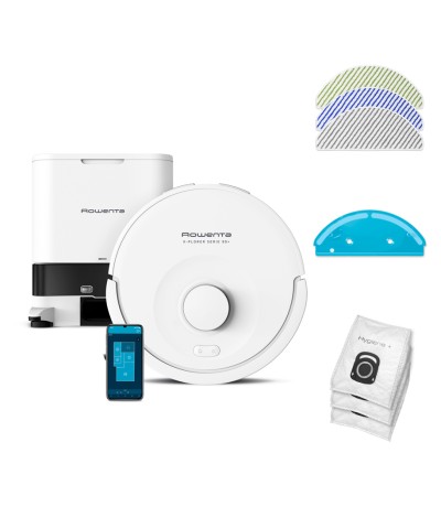 Rowenta S90+ Σκούπα Ρομπότ για Σκούπισμα & Σφουγγάρισμα με Χαρτογράφηση και Wi-Fi Λευκή