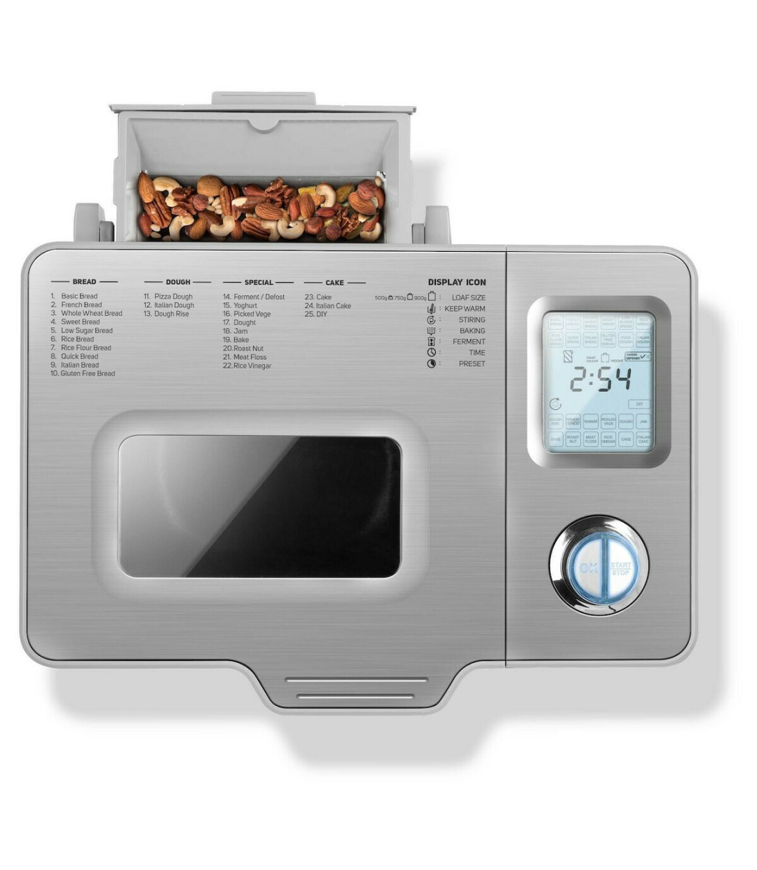  Sencor SBR 2000 SS Αρτοπαρασκευαστής 550W Χωρητικότητας 900gr με 23 Προγράμματα 