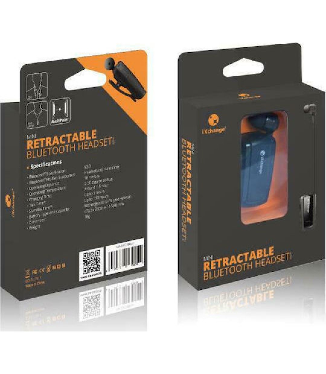  iXchange UA-25 In-ear Bluetooth Handsfree Ακουστικό Πέτου Μαύρο 