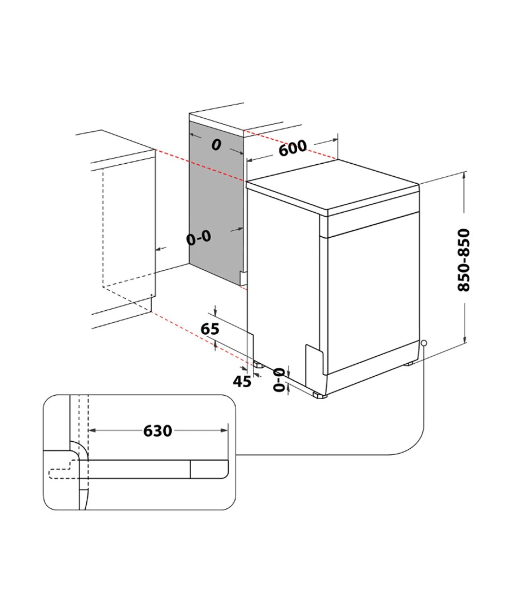  Whirlpool Ελεύθερο Πλυντήριο Πιάτων για 15 Σερβίτσια Π60xY85εκ. Inox 