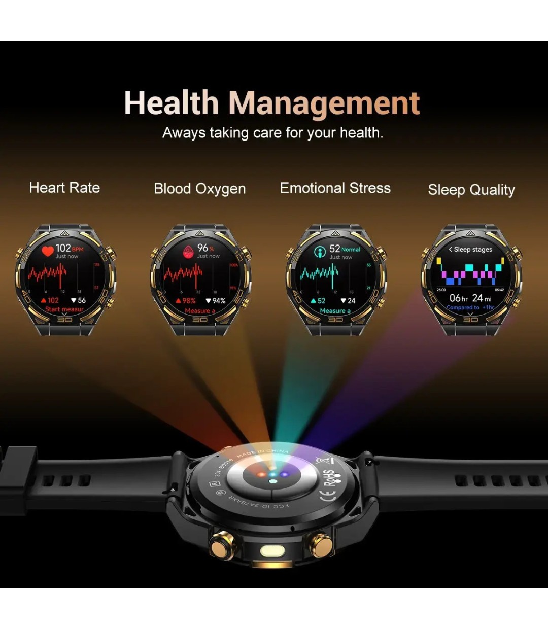 BlackView W90 Pro Aluminium Smartwatch με Παλμογράφο (Μαύρο)