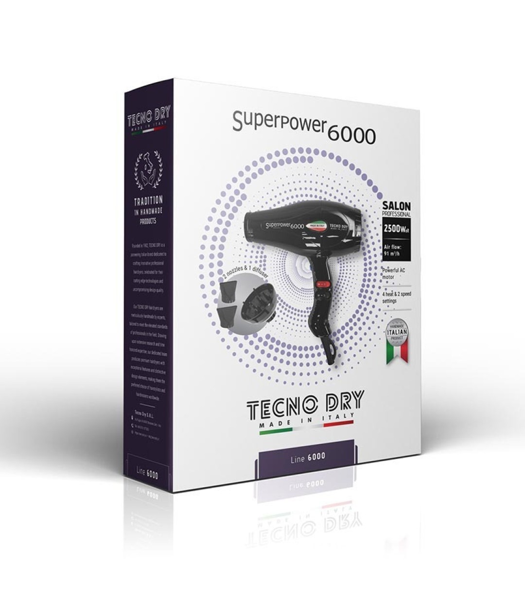 Tecno Dry Επαγγελματικό Πιστολάκι Μαλλιών SUPERPOWER 6000 2500W Tecno Dry Επαγγελματικό Πιστολάκι Μαλλιών SUPERPOWER 6000 2500W