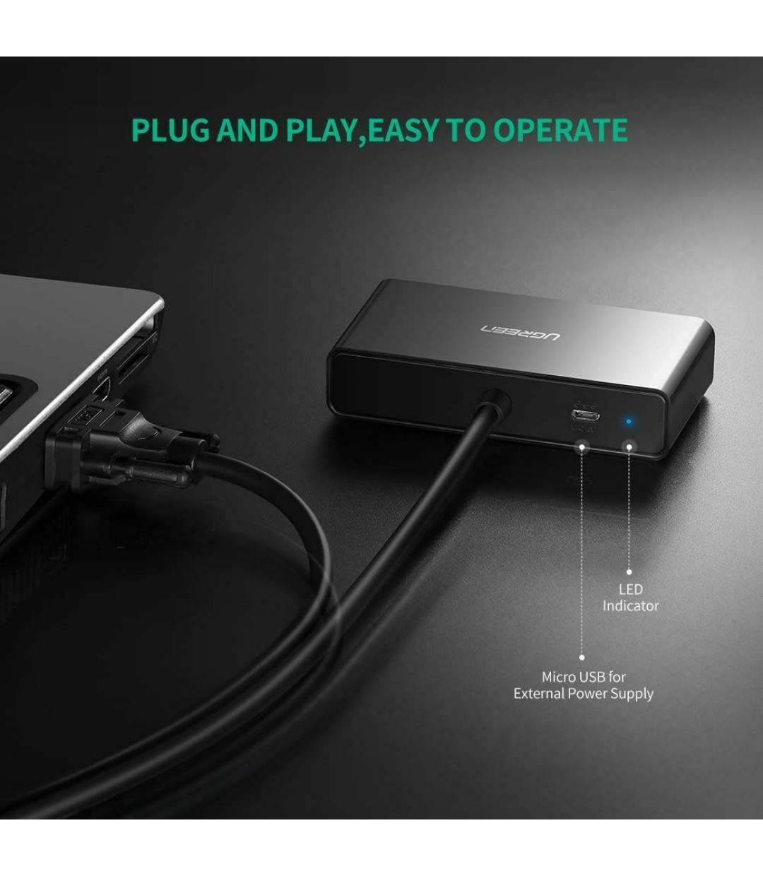 Ugreen Μετατροπέας VGA male σε VGA 2x female (20918)