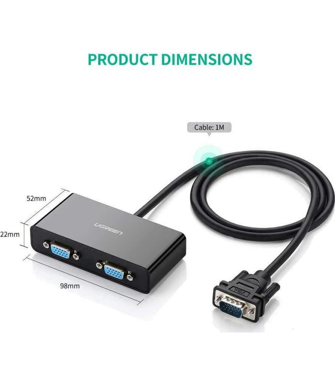 Ugreen Μετατροπέας VGA male σε VGA 2x female (20918)