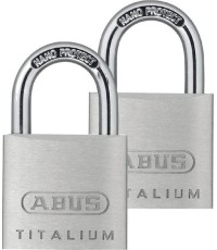 Abus Titalium 64 ΤΙ/30BTWINS Ατσάλινο Λουκέτο Πέταλο με Κλειδί 30mm Ασημί 2τμχ