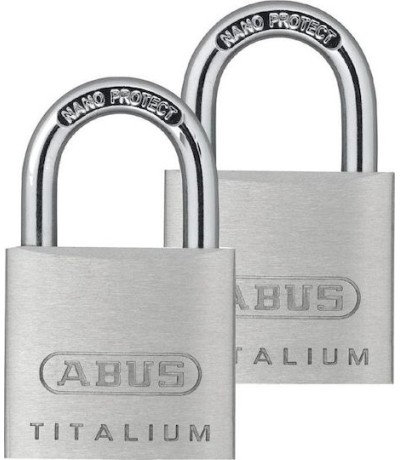 Abus Titalium 64 ΤΙ/30BTWINS Ατσάλινο Λουκέτο Πέταλο με Κλειδί 30mm Ασημί 2τμχ