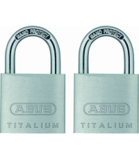Abus Titalium 64 ΤΙ/30BTWINS Ατσάλινο Λουκέτο Πέταλο με Κλειδί 30mm Ασημί 2τμχ